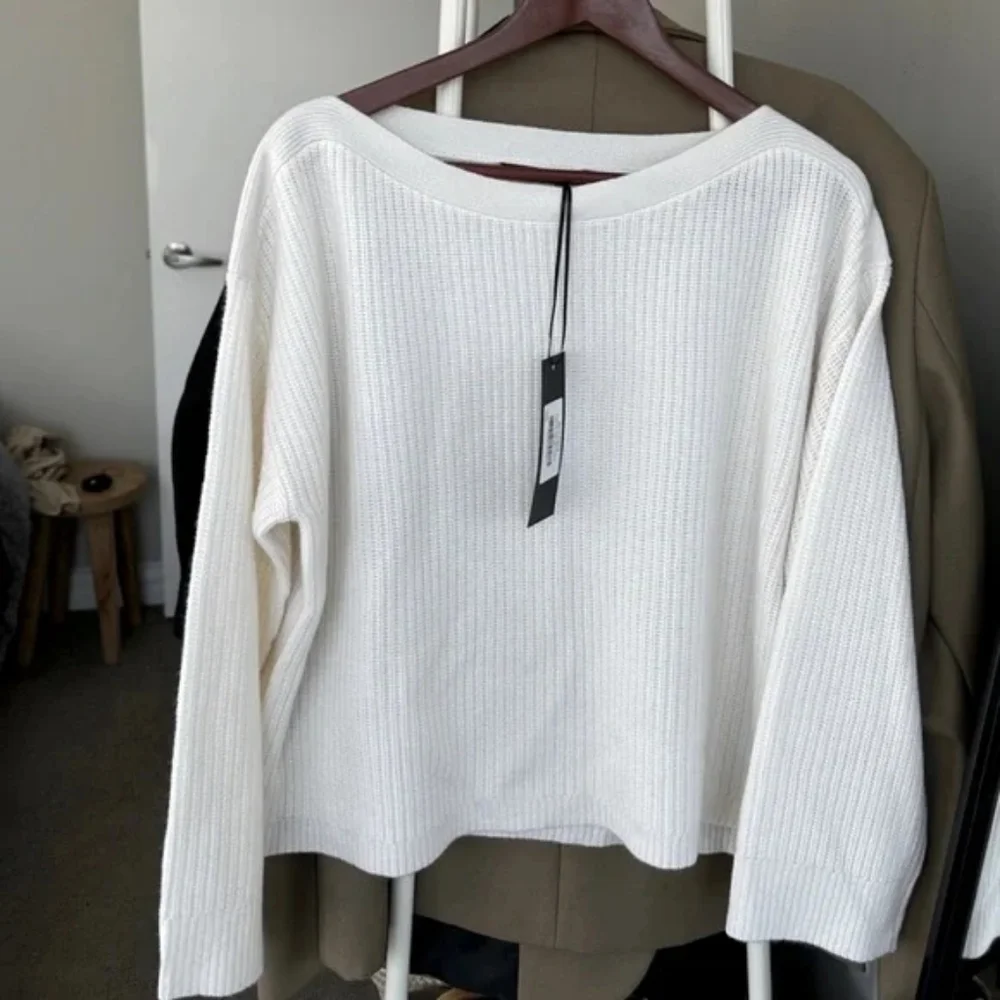 NWT Jenni Kayne Cashmere Boatneck Sweater Ivory Medium/Small HP Oversized - Picture 3 of 11